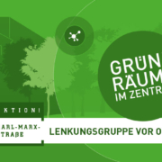 Lenkungsgruppe vor Ort. Grüne Räume im Zentrum