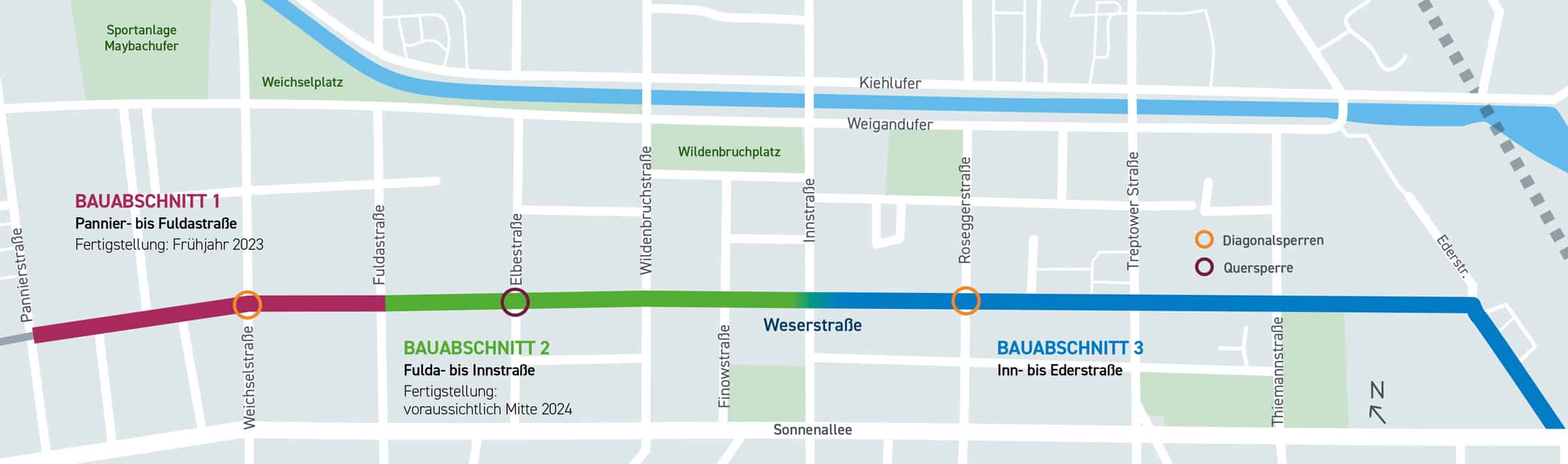 Bauabschnitte Fahrradstraße Weserstraße