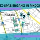 Stadtplan von Neukölln mit markierten Stationen 1 bis 4 für den Kiez-Spaziergang in Rixdorf am Rathaus Neukölln.